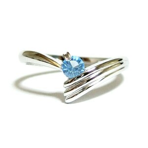 7 number Swarovski crystal Pinky SILVER925 aquamarine silver ring ring lady's 