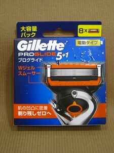 E1-195◇即決 未開封品 箱難あり Gilette ジレット プログライド 5＋1 Wジェルスムーサー 電動タイプ 替刃　8個入り