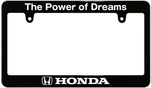 【新品・即決】ブラック ナンバーフレーム HONDA ホンダ The Power of Dreams 汎用