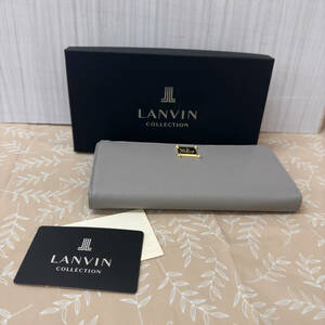 【#4760 LANVIN COLLECTION 長財布 L字ファスナー グレー ファスナー レディース 画像判断 詳細未確認 未使用品 経年劣化あり 長期保管品】