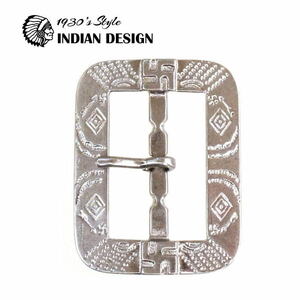  new goods reissue Indian pattern . man ji matted nickel buckle leather belt studs Vintage 1940 1950 original made neitib