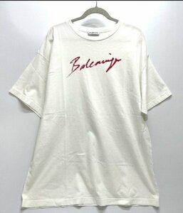 [美品] バレンシアガ BALENCIAGA リップスティック ロゴ トップス 半袖Ｔシャツ コットン ホワイト サイズXS