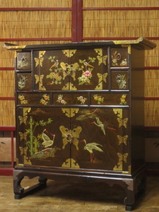  Joseon Dynasty furniture brass metal fittings 6 cup .. flowers and birds map .. attaching two layer chest of drawers moli Jean cabinet display shelf chest of drawers small chest of drawers morning . shelves drawer bookshelf bookcase tea shelves 