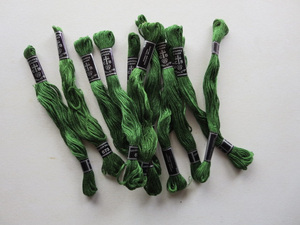  France .. city antique CARTIER BRESSON.. thread / embroidery threads green color 11 pcs set hand made / handicrafts / material / material / handicrafts / ribbon tape 