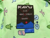 KAVU カブー 半袖 総柄 シャツ サイズM★ライムグリーン系 100%COTTON 胸ポケット付き ポップ アウトドア キャンプ 夏物 トップス 人気_画像8