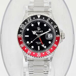 【1円】リラックス 王冠ロゴ 腕時計 GMT 黒/赤 24H回転ベゼル 世田谷ベース 所ジョージ 新品 GMT12の画像2