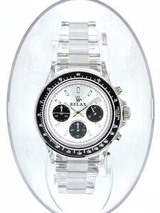 【3999円】リラックス 王冠ロゴ D4 ヴィンテージ腕時計 クロノ 世界的にも注目されているモデル シルバー文字盤 世田谷ベース