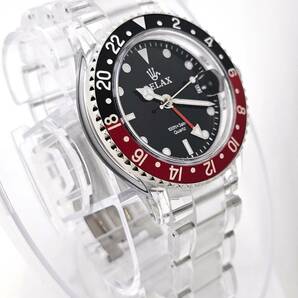 【1円】リラックス 王冠ロゴ 腕時計 GMT 黒/赤 24H回転ベゼル 世田谷ベース 所ジョージ 新品 GMT12の画像3