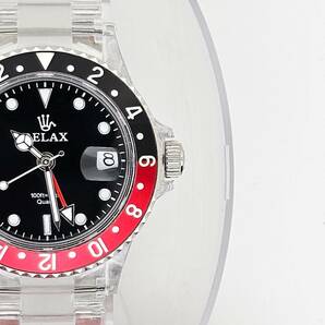 【1円】リラックス 王冠ロゴ 腕時計 GMT 黒/赤 24H回転ベゼル 世田谷ベース 所ジョージ 新品 GMT12の画像1