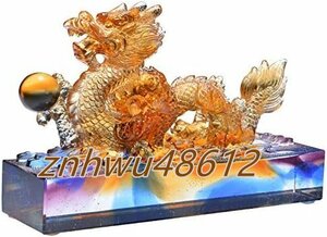Art hand Auction Figurine de dragon, dragon lapis-lazuli, dragon d'or porte-bonheur, produits feng shui, bonne chance, figurine porte-bonheur, figurine de dragon faite à la main, L'année du Dragon, Dragon Ruri, marchandises du zodiaque, accessoires d'intérieur, ornement, autres