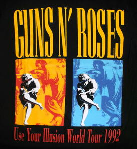 ★ガンズ アンド ローゼス Tシャツ Guns N' Roses ILLUSION WORLD TOUR 92 黒 - L 正規品 アクセル ローズ