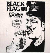 ★ブラック フラッグ Tシャツ Black Flag Police Story 白 XL 正規品 ハードコア パンク sst ushc punk_画像1
