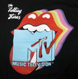 ★ローリング ストーンズ Tシャツ Rolling Stones MTV RAINBOW SHADOW TONGUE 黒 L 正規品 ロックTシャツ Music Television