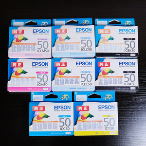 【送料無料】未使用品エプソン純正品インクカートリッジ50（6色+ICLC50+ICBK508個セット）