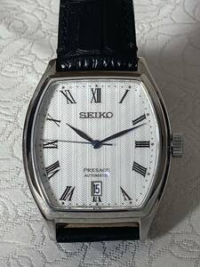 超美品 SEIKO/セイコー PRESAGEプレザージュ SARY111 自動巻き腕時計/ホワイト文字盤/スケルトン/元箱有り 稼働品 オートマチック トノー型