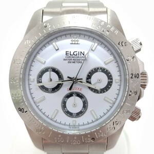 ELGIN エルジン FK-1059N-SL クォーツ クロノグラフ／稼働品／現状品☆１円～