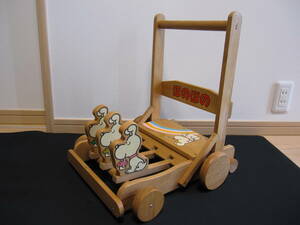  Showa Retro * wooden handcart .. .. *.... baby K.TSUKUDA GREEN CAMEL