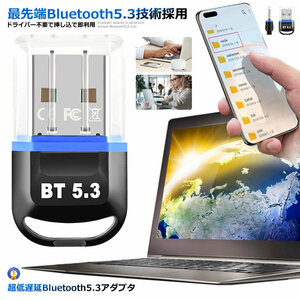 Bluetooth5.3 USB アダプタドライバー不要 挿し込 即利用 超低遅延 超小型 無線 省電力 EDR LE対応 Windows 対応 BT804BL