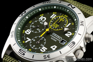 1円 セイコー 正規品 海外モデル SEIKO 逆輸入 ミリタリー 緑 グリーン 新品 100m防水 クロノグラフ 腕時計