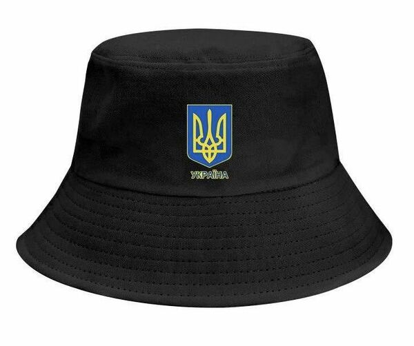 【ウクライナ応援セール】ウクライナ国章クロッシェ帽子　ブラック