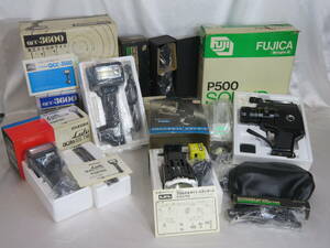 【カメラ】　FUJICA Single-8 P500 SOUND 8mmカメラ・マイクロフォン 他 / 東芝QCC ストロボライト 3600 / LPL ブロムシネライト 他 計 6点