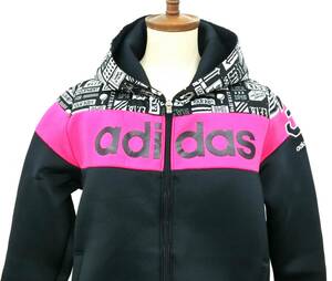 adidas Adidas lady's L size jersey Parker navy blue double Zip pattern Logo Y-200