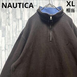 NAUTICA ノーティカ ハーフジップ トレーナー スウェット サイズL ワンポイントロゴ シンプルロゴ 刺繍ロゴ ブラウン 長袖 送料無料