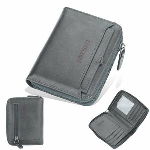 ミニ財布 短財布 財布 メンズ レディース パスケース付き ポケット多数 機能性 サコッシュに最適 グレー 新品