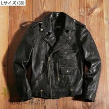 ★高品質 シープスキン 50\'s J-24タイプ ダブルライダース ブラック L(38) サイズ選択可 Dポケット レザージャケット ラム 羊革_画像1