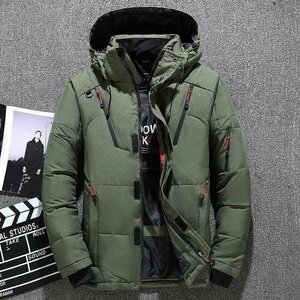 YR-01 緑（実寸5XL)新品◆高級セレブdesigner*スキー 登山 OUTDOOR アウトドア ジャンパー ブルゾン 無地 フード付き ダウンコート