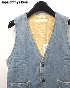 M 未使用【Inpaichthys Kerri DENIM COTTON BOA VEST NO. 0509527 インパクティスケリー デニム ボア ベスト】