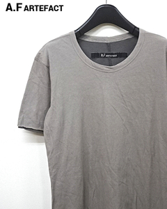 1【A.F ARTEFACT layered Tee Gray エーエフアーティファクト Tシャツ トップ A.F ARTEFACT レイヤード Tシャツ グレー系 重ね着風】