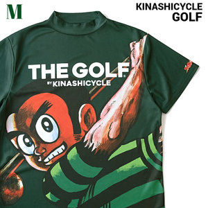 M 新品【KINASHI CYCLE GOLF モックネック（プロゴルファー猿カラー）GREEN 木梨サイクル ゴルフ モックネック Tシャツ グリーン 木梨憲武