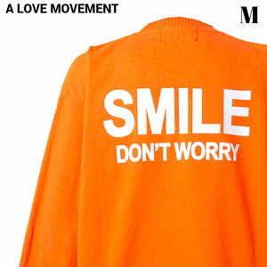 M 新品【A LOVE MOVEMENT × Perfect ribs BASIC LONG SLEEVE T-SHIRTS SMILE DON'T WORRY / ORG パーフェクトリブス ア ラブ ムーブメント