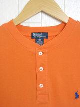 ポロバイラルフローレン Polo by Ralph Lauren シャツ Tシャツ 鹿の子 ヘンリーネック オレンジ size 160 キッズ メンズ_画像4