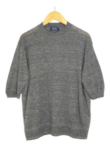 ヒューマンウーマン HUMAN WOMAN リネン ニットショートスリーブ ハーフスリーブ グレー size M レディース