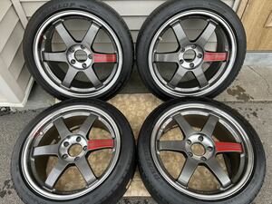 RAYS TE37 SL 18×9J +45 5穴 PCD114.3 ダンロップ スポーツMAX 245/40R18 2018年製 4本セット スバル GRB GVB などスバル車に最適！