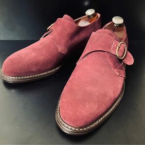 イタリア製のBAGATTOのボルドー色のスエード素材のモンクストラップです。オールデン CROCKETT&JONES Alden 