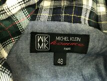 MICHEL KLEIN HOMME ミッシェルクランオム メンズ ダブルジップ ダンガリーシャツ 重ね着風 パーカー 48 ラベンダー_画像2