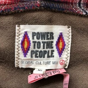 POWER TO THE PEOPLE パワートゥーザピープル メンズ 綿フリース ボア ジップジャケット 大きいサイズ XL 茶色 クリーニング済みの画像2