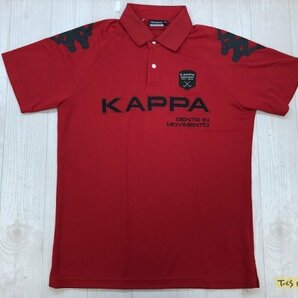KAPPA カッパ メンズ ロゴ刺繍 ゴルフ 半袖ポロシャツ L 赤黒の画像1