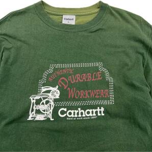 Carhartt ☆ プリント ロングスリーブ Tシャツ 長袖 ロンT グリーン L ワーク アメカジ ストリート アウトドア 古着 カーハート■S3026の画像4