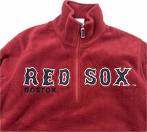 MLB ☆ BOSTON RED SOX ハーフジップ フリースジャケット レッド 赤 M メジャーリーグ 野球 秋冬 古着 ボストン レッドソックス■DD264_画像4