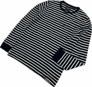 Abercrombie&Fitch ☆ ネイビー ホワイト ボーダー 長袖 Tシャツ ロンT カットソー M 通年 万能 アメカジ 大人カジュアル アバクロ■S2998