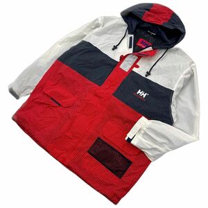 HELLY HANSEN ☆ ナイロンジャケット マウンテンパーカー ホワイト ネイビー レッド M マリン アウトドア 古着 ヘリーハンセン■DD267