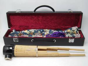 笙 竹造 和楽器 雅楽 ハードケース・袋付き 長さ約49cm しょう