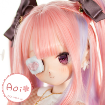 Aoi＊葵 DDH01 セミホワイト SW肌 カスタムヘッド + 碁石アイ + 自作眼帯 + 自作アクセサリーセット_画像3