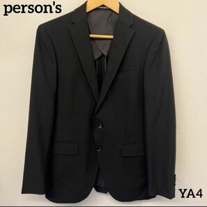 PERSON'S FOR MEN メンズ スーツ ジャケット YA4 黒 ブラック ウール