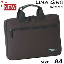 新品★LINA GINO HOMME★超軽量ソフト素材！小型・薄型/A4ビジネスバッグ/ブリーフケース【黒/メンズ/重さ240gの軽量加工】書類かばん◆_画像1