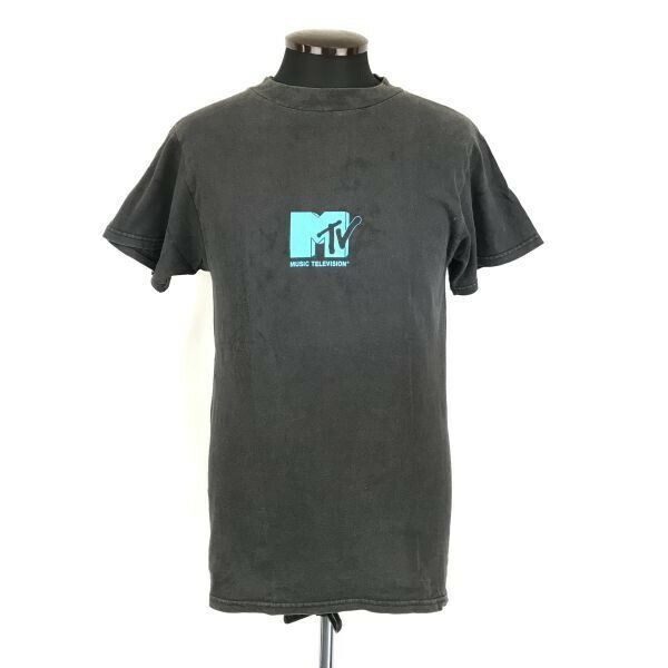 USA製ビンテージ★Mtv　music television★半袖Tシャツ【メンズS/黒/ブラック】Vintage/shirts◆BG876-B